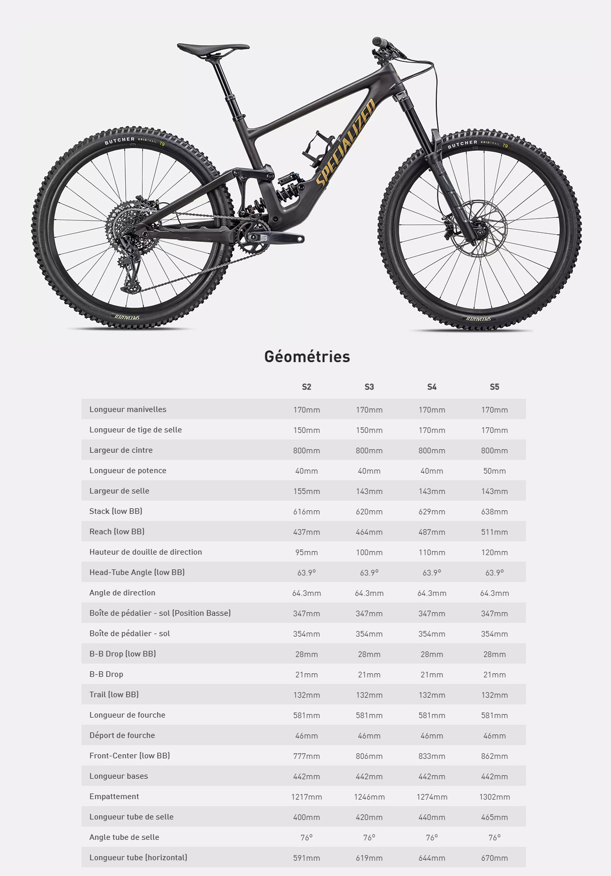 Guide de taille du vélo électrique Enduro Comp année 2023